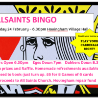ALLSAINTS BINGO TUESDAY 24 FEBRUARY 2026